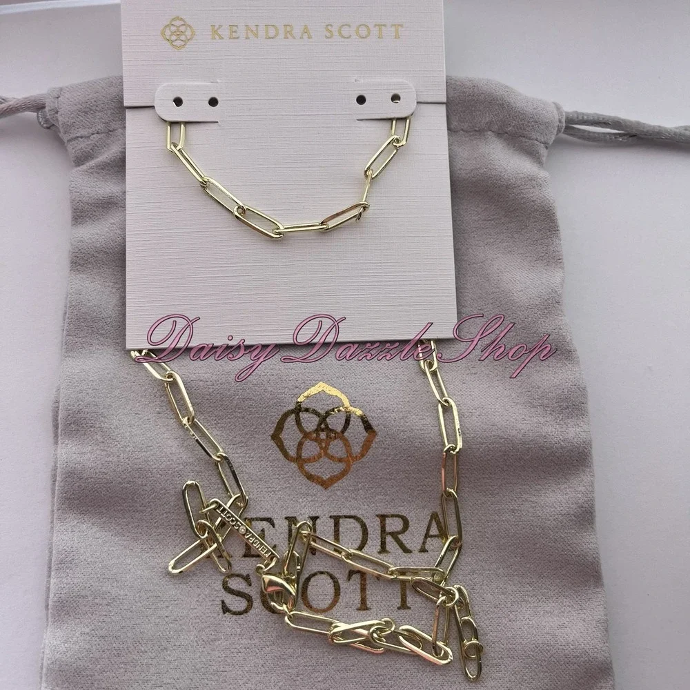 ✨Defective Kendra Scott Courtney Paperclip Necklace Fashion‎ Jewelry Gold New ✨